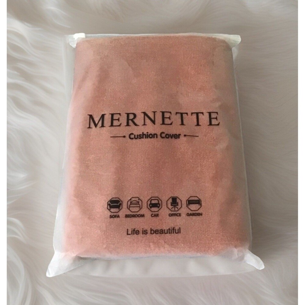 MERNETTE Pack of 2 Chenille Cushion Covers BURNT HENNA Soft 18 x 18 in - NEW